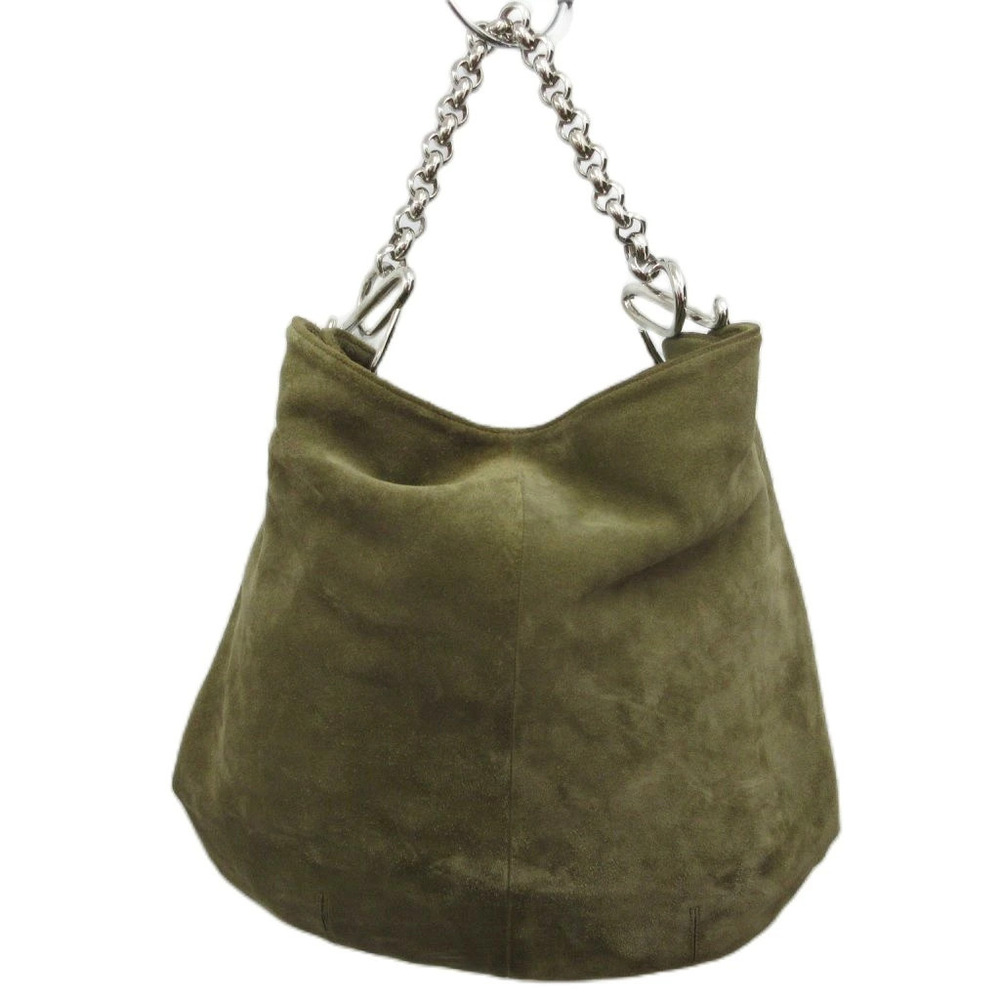 Loewe Hobo Bag Handbag Chain Suede Khaki Green